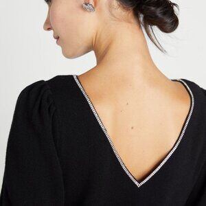 KATE SPADE Rhinestone Edged Boat-neck Sweater